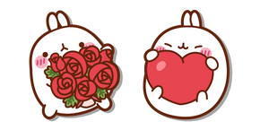 Molang avec Cœur et Bouquet de Roses Curseur