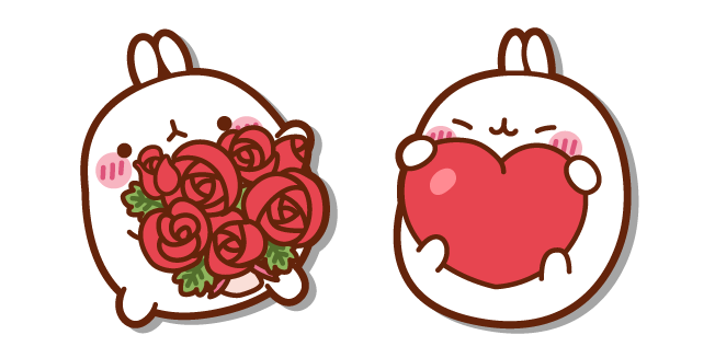 Molang avec Cœur et Bouquet de Roses Cursor