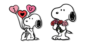 Peanuts Valentine's Day Snoopy with Balloons and Flowers Cursor