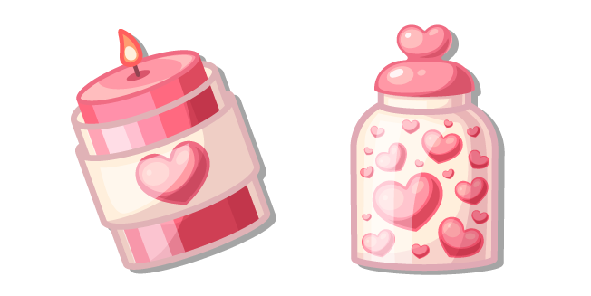 Valentine's Day Candle and Jar with Hearts Cursor