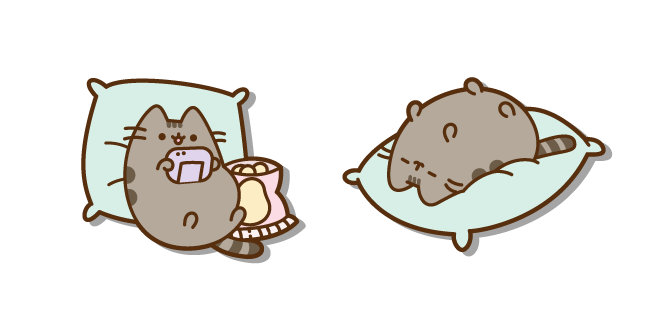 Pusheen Playing and Sleeping on a Pillow курсор