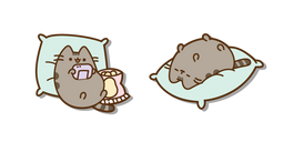 Pusheen Jouant et Dormant sur un Coussin Curseur