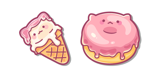 Cute Ice Cream Cat and Donut Cat Cursor