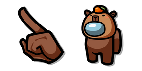 Among Us Personnage Marron en un Chapeau de Capybara Curseur