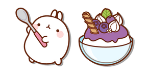 Molang with a Spoon and a Bowl of Ice Cream Cursor
