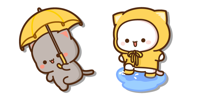 Mochi Mochi Peach con Impermeable y Goma con Paraguas Cursor