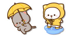 Mochi Mochi Peach con Impermeable y Goma con Paraguas Cursor