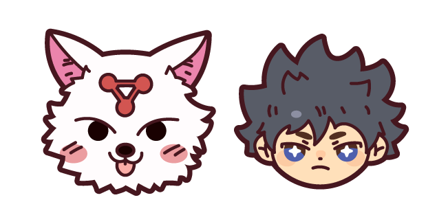 Chibi Jujutsu Kaisen Megumi and White Divine Dog Cursor