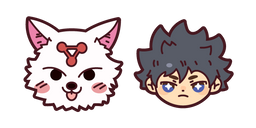 Курсор Chibi Jujutsu Kaisen Megumi and White Divine Dog