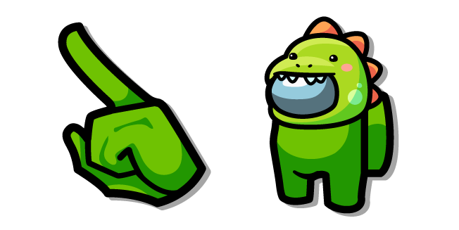 Among Us Personnage Vert avec un Chapeau de Dinosaure Cursor