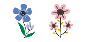 VSCO Girl Blue and Pink Flowers Cursor