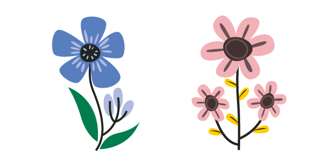 VSCO Girl Fleurs Bleu et Rose Cursor