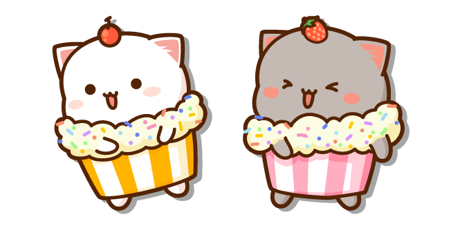 Mochi Mochi Peach Cats Peach and Goma in Cupcake Costumes курсор