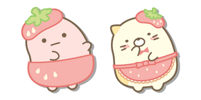 Курсор San-X Neko and Tapioka in Strawberry Costumes