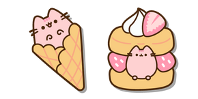 Pusheen Helado y Pastel de Fresa cursor