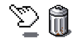 Poubelle et Main Pointant Pixel Curseur