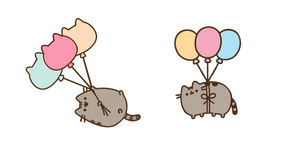 Pusheen Flying on Balloons Cursor
