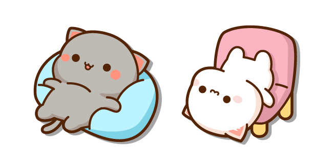 Mochi Mochi Peach en una Silla y Goma en un Cojín Cursor