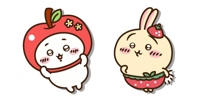 Chiikawa y Usagi con Trajes de Manzana y Fresa Cursor