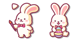 Kawaii Easter Bunny Painting an Egg Cursor
