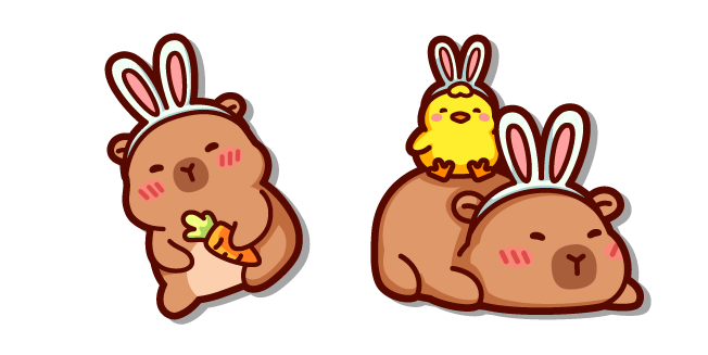 Cute Capybara and Chick with Bunny Ears курсор