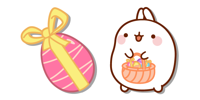 Molang and a Basket of Easter Eggs Cursor