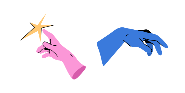 Mains de Michel-Ange Rose et Bleu Cursor