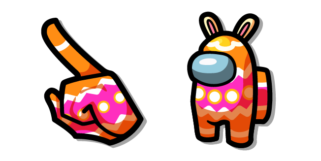 Among Us Orange Easter Egg with Bunny Ears Character Cursor