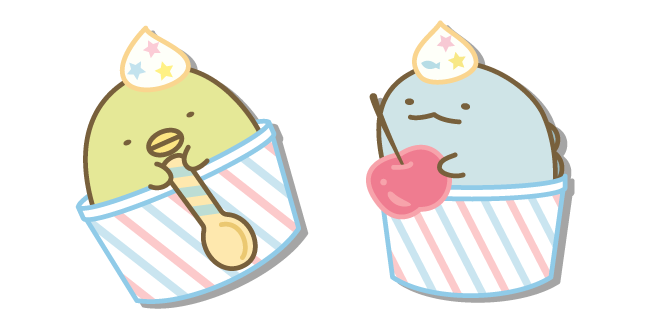 San-X Penguin and Tokage Sitting in Ice Cream Cups Cursor