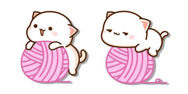 Mochi Mochi Peach Cat and a Pink Yarn Ball cursor – Custom Cursor