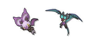 Pokemon Noibat and Noivern Pixel Cursor