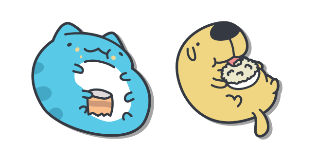 Bugcat Capoo et Dogdog Manger Trop de Grignotages Cursor