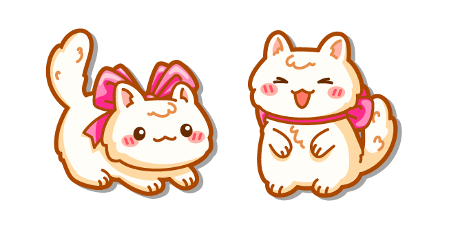 Kawaii White Cat with a Pink Bow cursor – Custom Cursor