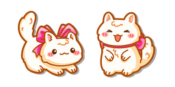 Kawaii White Cat with a Pink Bow Cursor