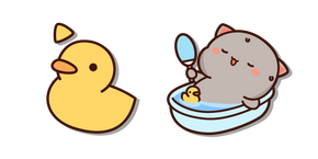 Mochi Mochi Goma Cat Tomando un Baño con un Patito de Goma cursor