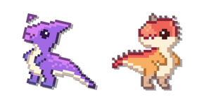 Purple and Orange Baby Dinosaurs Pixel Cursor