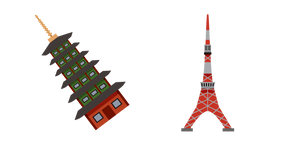 Japón Pagoda y Torre de Tokio cursor