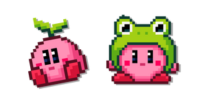 Kirby con Brote y Sombrero de Rana Píxel cursor