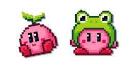 Kirby con Brote y Sombrero de Rana Píxel cursor