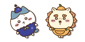 Курсор Chiikawa Hachiware and Shisa in Blueberry and Orange Costumes