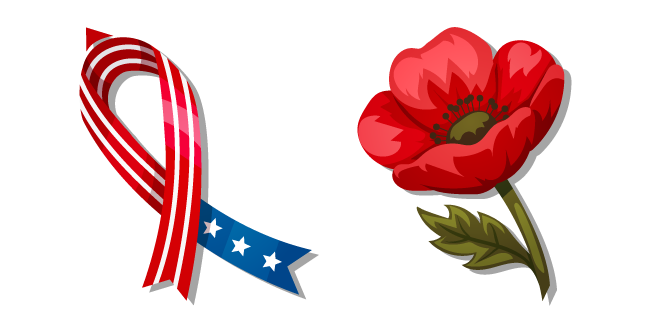 Memorial Day Red Poppy and Patriotic Ribbon cursor – Custom Cursor