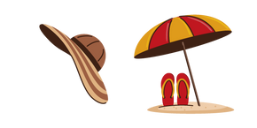 Курсор VSCO Girl Beach Umbrella and Wide Brim Hat