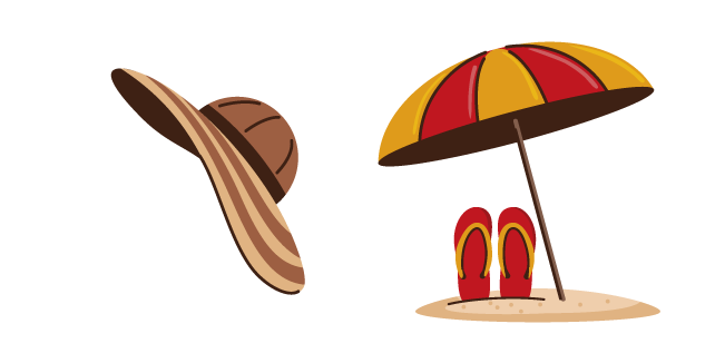 VSCO Girl Parasol de Plage et Chapeau à Larges Bords Cursor