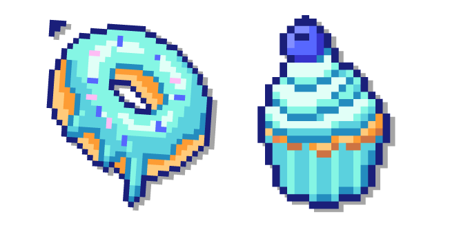 Blueberry Cupcake and Donut Pixel Cursor