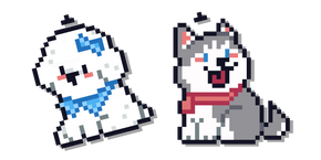 Chiots Husky et Caniche Pixel Curseur