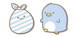 San-X Real Penguin and Blue Striped Furoshiki Cursor