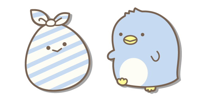San-X Real Penguin and Blue Striped Furoshiki Cursor