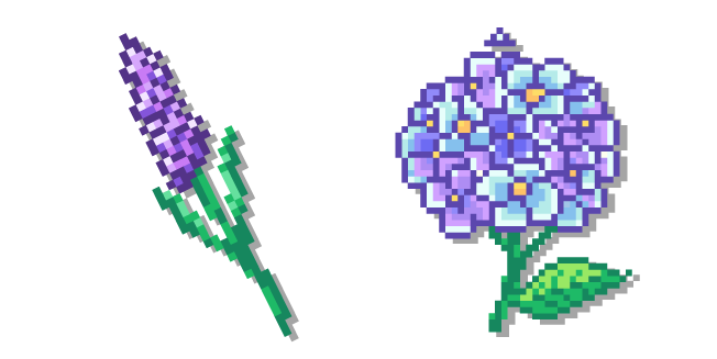 Hydrangea and Lavender Flowers Pixel Cursor