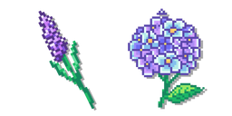 Fleurs de Hortensia et Lavande Pixel Curseur