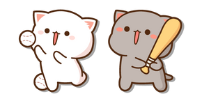 Mochi Mochi Peach Cats Peach and Goma Playing Baseball Cursor